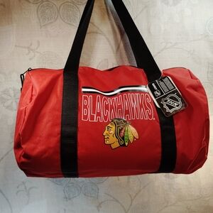 NHL Blackhawks Red and Black Duffel Bag